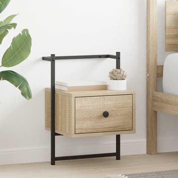 vidaXL Nachtkastje wandgemonteerd 35x30x51 cm hout sonoma, Minder dan 45 cm, Verzenden, Nieuw, Minder dan 55 cm