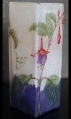 Daum Frères - Vaas - Glas - Emaille decoratie in, Antiek en Kunst, Antiek | Glas en Kristal