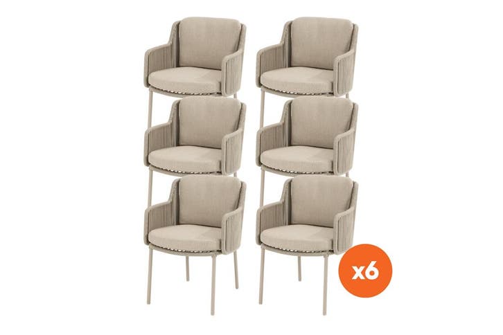 Set van 6 - 4SO Bernini dining tuinstoel in latte, Tuin en Terras, Tuinsets en Loungesets, Nieuw, Overige materialen, Verzenden