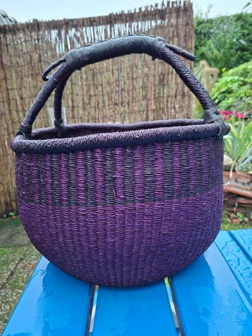 Fairtrade Bolgatanga mand Ghana, Huis en Inrichting, Mand, Verzenden, Rond, Nieuw
