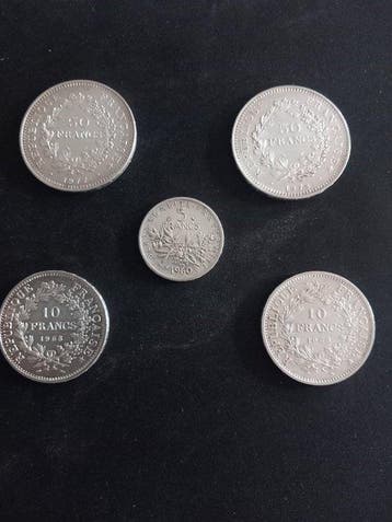 Frankrijk. Lot de 5 monnaies en argent, 1960/1978