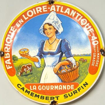 Emaille plaat - Camembert La Gourmande - Emaille, Antiek en Kunst