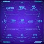 Amzfast 32 QHD Curved Gaming Monitor - 180Hz, 2K (2560 x 1, Verzenden, Zo goed als nieuw