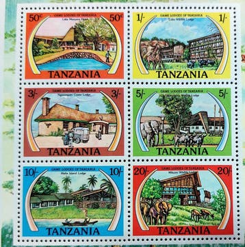Blok 6 stuks PF zegels Game Lodges Tanzania, Ophalen of Verzenden, Tanzania, Postfris