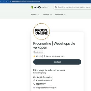 Shopify webshop laten maken | 5,0  uit 35+ reviews | €2750