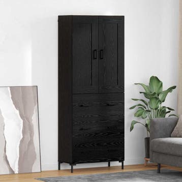 vidaXL buffetkast 2 st Zwart Eiken 69,5 x 34 x 180 cm, Huis en Inrichting, Kasten | Buffetkasten, Minder dan 50 cm, Verzenden