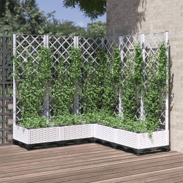 vidaXL Plantenbak met latwerk 120x120x121,5 cm polypropeen, Tuin en Terras, Bloembakken en Plantenbakken, Verzenden