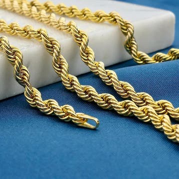 Gouden gedraaide schakelketting; 14 karaat; 60,5 cm, Ophalen of Verzenden, Gebruikt, Goud, Goud