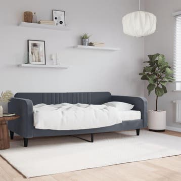 vidaXL Slaapbank met matras 100x200 cm fluweel donkergroen, 100 cm, Eenpersoons, Verzenden, Nieuw