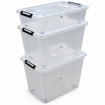 Opbergboxen met Deksel en Wieltjes – Transparant en, Ophalen of Verzenden, Nieuw