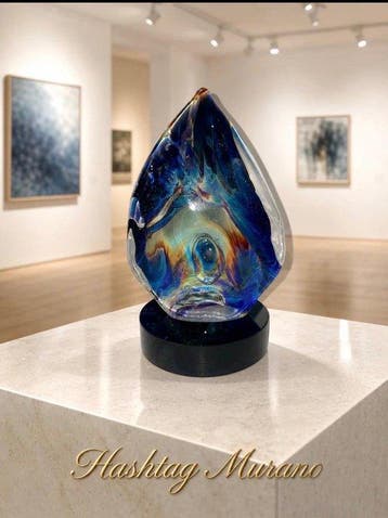 sculptuur, Scultura in vetro di Murano – Blu Oceano – Pezzo