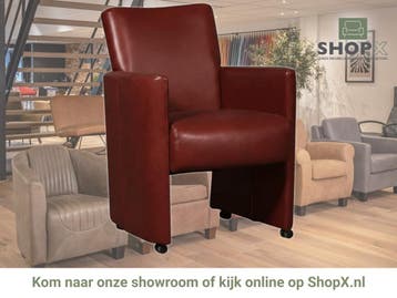 Leren eetkamerstoel Elegant - Granada Rouge (rood) - Met, Eigentijds, Modern, Nieuw, Leer, Ophalen of Verzenden