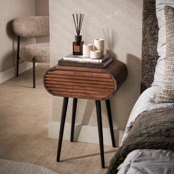 Nachtkastje Ovalo met 1 lade, Huis en Inrichting, Verzenden, Nieuw, Hout, 55 tot 70 cm