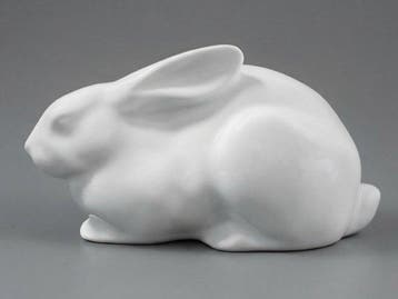 Fine Japanese Takahama Ware White Porcelain Rabbit Statue -