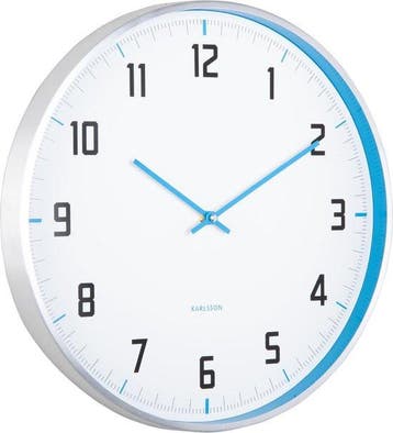2dekans | Karlsson Wandklok Sporty - Blauw - Ø40cm -, Ophalen of Verzenden, Zo goed als nieuw
