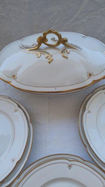Eetservies (28) - Porselein, Goud - Vintage tafelservies, Antiek en Kunst