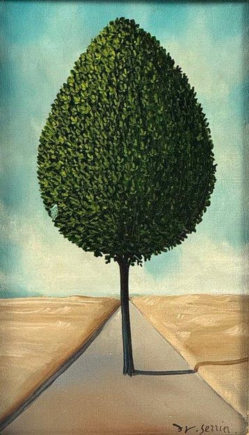 Jean-Michel Terrier (XX) - Paysage surréaliste à larbre