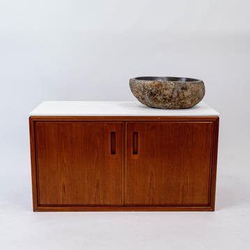 Badkamermeubel | Vintage | Met Blad En Kom | Teak |  4504, Minder dan 50 cm, 75 cm of meer, Ophalen of Verzenden, Zo goed als nieuw