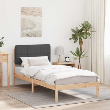 vidaXL Bedframe met Gevoerd Hoofdgedeelte Donkergrijs 75 x, Eenpersoons, Verzenden, Nieuw, Grijs