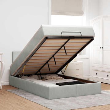 vidaXL Ottoman bed met matras 120x200 cm fluweel lichtgrijs, Verzenden, Nieuw, Twijfelaar, 120 cm