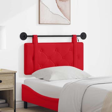 vidaXL Hangend hoofdbord Met LED-verlichting Rood Kunstleer, Verzenden, Nieuw, Rood, Overige materialen