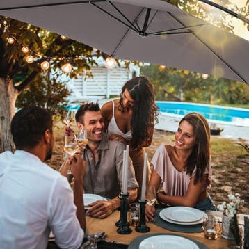 Parasol zweefparasol Ciccio Ø 350cm met beschermhoes - grijs, Tuin en Terras, Zonneschermen, Verzenden, Nieuw