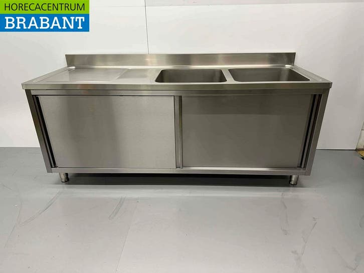 RVS Spoeltafel dubbele spoelbakken schuifdeuren Premium-line, Zakelijke goederen, Horeca | Keukenapparatuur, Nieuw in verpakking
