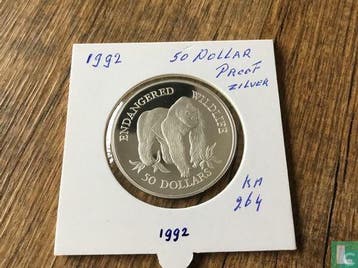Cookeilanden 50 dollars 1992 (PROOF) Gorilla, Postzegels en Munten, Munten | Oceanië, Verzenden, Losse munt, Goud
