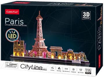 3D Puzzel - Paris LED (115 stukjes) | CubicFun - Puzzels, Hobby en Vrije tijd, Verzenden, Nieuw