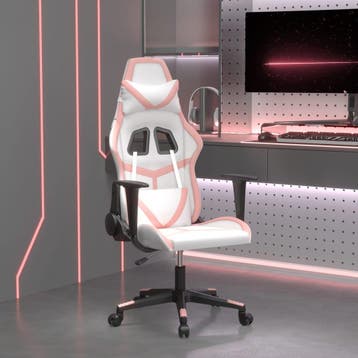 vidaXL Gamestoel kunstleer wit en roze, Verzenden, Nieuw, Roze