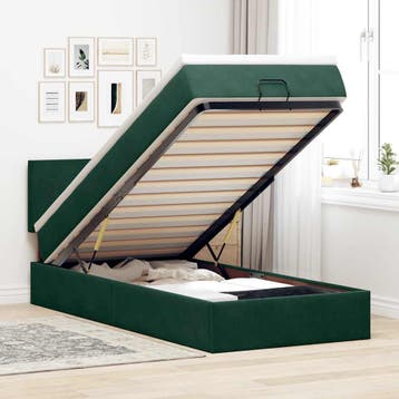 vidaXL Bed poef met matras en LEDs 80x200cm fluweel, Eenpersoons, Verzenden, Nieuw, 80 cm