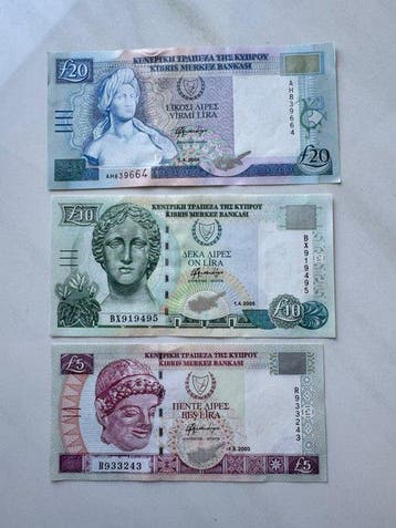 Cyprus. - 5, 10, 20 Lira - 2003/2005 (Zonder minimumprijs)