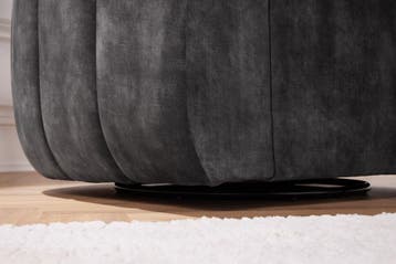 Draaibare design fauteuil BABYLON donkergrijs fluwelen, Ophalen of Verzenden, Nieuw