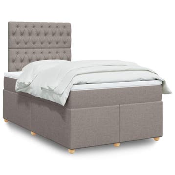 vidaXL Boxspring met matras stof taupe 120x190 cm, Huis en Inrichting, Slaapkamer | Bedden, Verzenden, Nieuw, 190 cm of minder