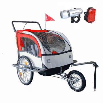 Kinderwagen Fietskar 2-Zits | Premium | OP=OP, Vering, Nieuw, Ophalen of Verzenden, Kinderkar