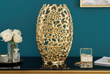 Filigraan design vaas ABSTRACT BLAD goud 40cm handgemaakt -, Huis en Inrichting, Ophalen of Verzenden, Nieuw