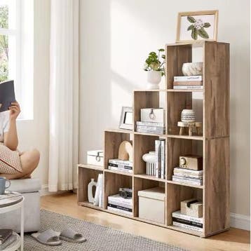 Boekenkast met 10 vakken – houten kamerverdeler, Huis en Inrichting, Kasten | Boekenkasten, Verzenden, Nieuw