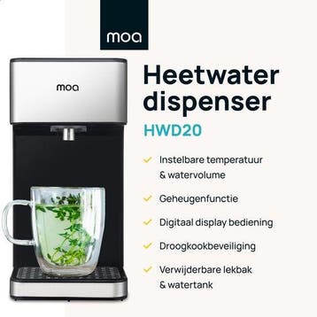 2dekans | MOA Heetwaterdispenser - 2.7L - RVS - BPA vrij -, Ophalen of Verzenden, Gebruikt
