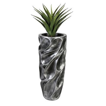 Poly/glasvezel plantenbak Drop antiek zilver H.70cm, Verzenden, Nieuw