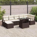 vidaXL Tuin Sofa Set met kussen 8 pcs Bruin en crème, Verzenden, Nieuw, Rotan, 8 zitplaatsen