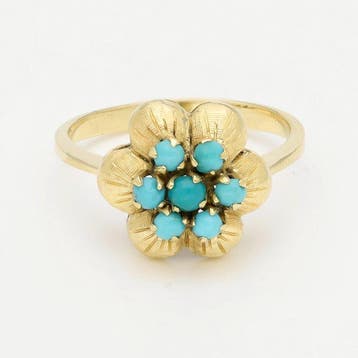 Ring - 18 karaat Geel goud - Turquoise, Nieuw