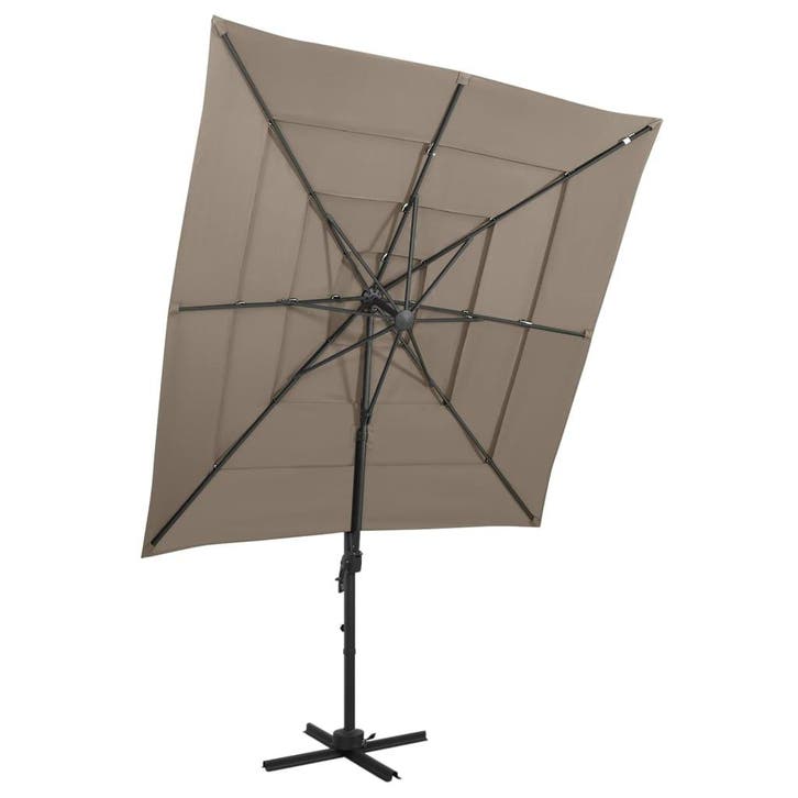 vidaXL Parasol 4-laags met aluminium paal 250x250 cm taupe, Tuin en Terras, Parasols, Nieuw, 2 tot 3 meter, Verzenden