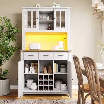 Hoge Keukenkast met LED, Wijnrek & Opbergruimte – 179 cm, Huis en Inrichting, Verzenden, Nieuw