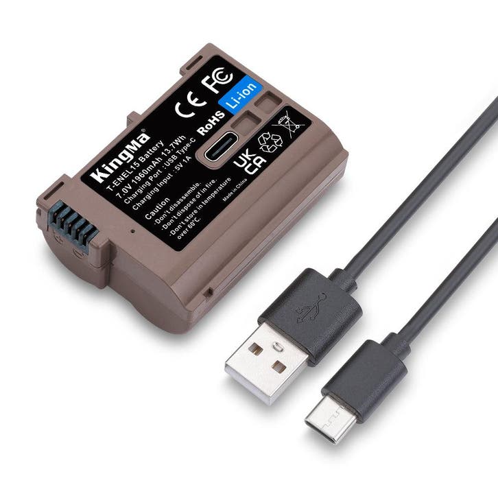 KingMa Accu voor Nikon EN-EL15 - 1960mAh met USB-C Poort (Ni, Audio, Tv en Foto, Fotografie | Fotostudio en Toebehoren, Nieuw