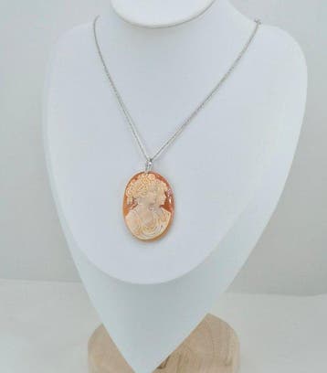 Zilver, Zonder voorbehoud - Cameo - Handgesneden camee