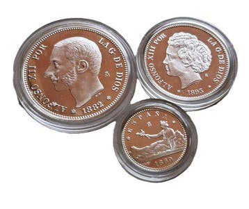 Spanje. Alfonso XII. 2 Pesetas 1882 + Una Peseta 1893 + 50