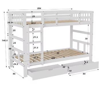 Stapelbed voor Kinderen 90x200 cm – Met 2 Opberglades, Verzenden, Nieuw