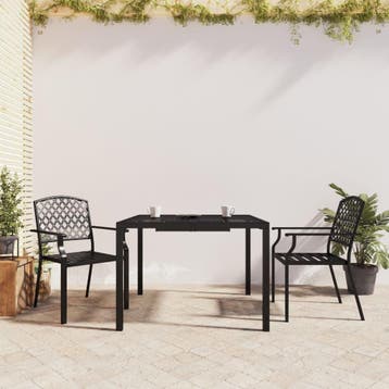 vidaXL 3-delige Tuinset staal antracietkleurig, 2 zitplaatsen, Verzenden, Nieuw, Rvs