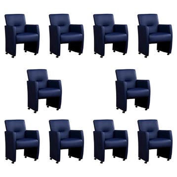 Set van 10 Leren eetkamerstoelen Pleasure - Toledo Kobalt, Huis en Inrichting, Stoelen, Ophalen of Verzenden, Nieuw, Leer