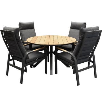 Quincy Kota dining tuinset 120xH75 cm rond 5 delig, Ophalen of Verzenden, Nieuw